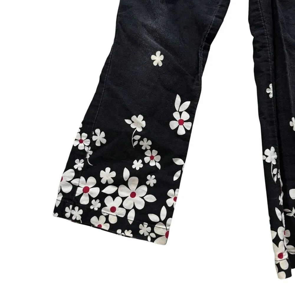 VTG‎ Gymboree Large Daisy Flower Pants Red Belt Black Cute